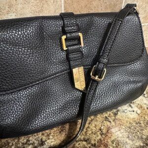 Steve Madden Black Pebbled Leather Shoulder Bag with Gold Hardware